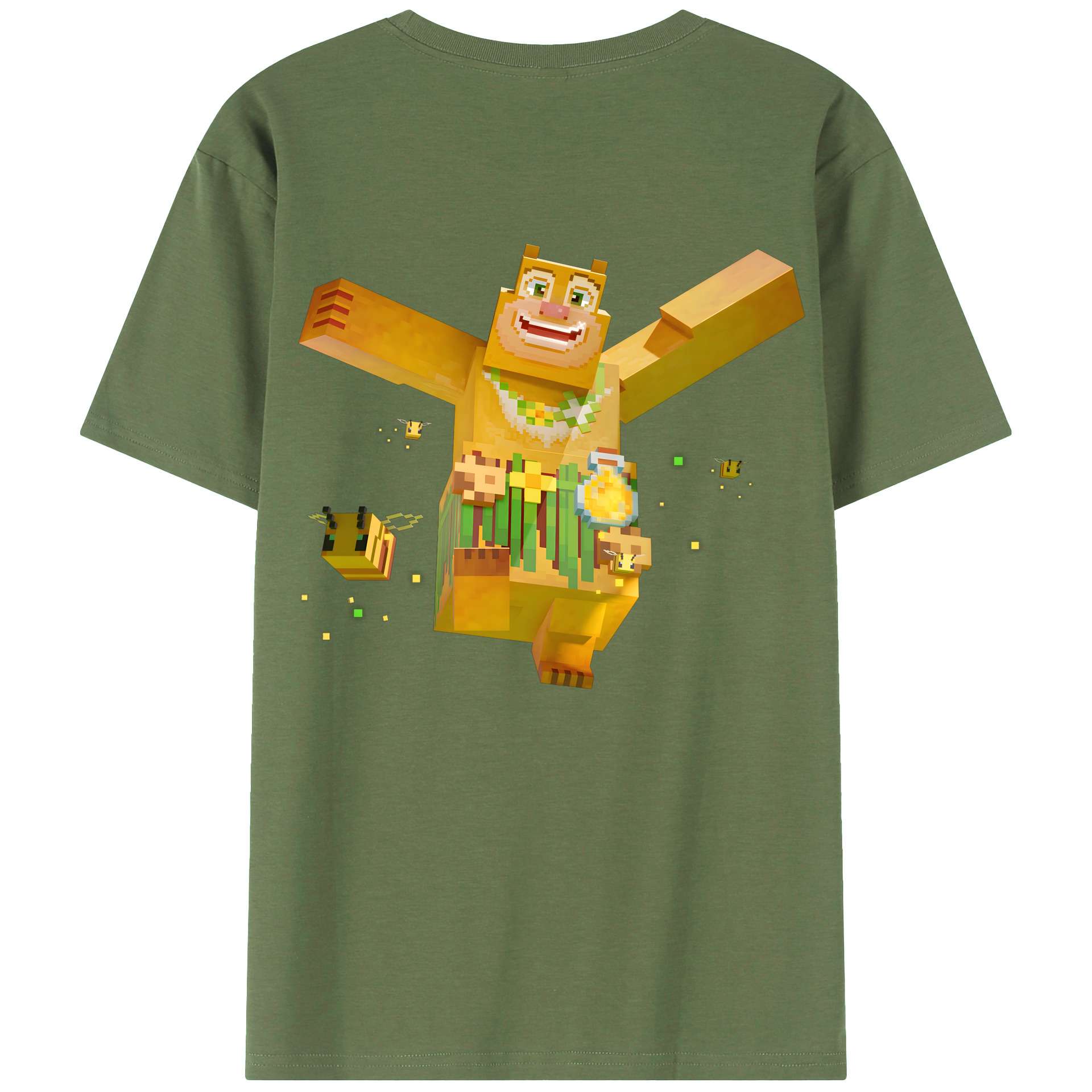 （画像用） マインクラフト ブロックの世界 Minecraft MC Block world 綿100％ メンズ半袖Tシャツ（バックプリント） 通気性